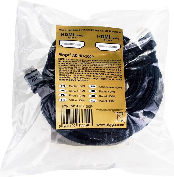 Produktbild Akyga AK-HD-100P HDMI-Kabel HDMI Typ A (Standard) (10 m)