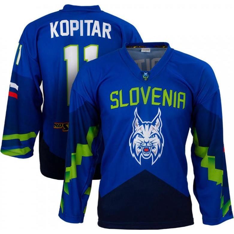 HZS, Maglietta calcio, Fan-Trikot der slowenischen Hockey-Nationalmannschaft – BLAU (XXL, Kopitar) (XXL), Blu, XXL