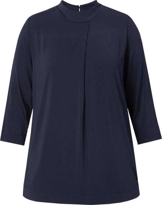 Produktbild Ulla Popken Slinky-Blusenshirt, Zierfalte, Stehkragen, 3/4-Arm (62)