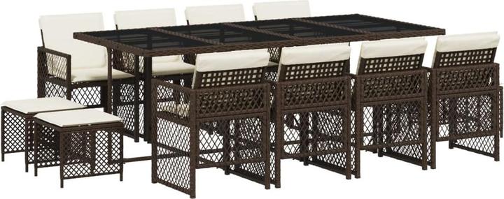 Immagine prodotto VidaXL Mobili da giardino set da pranzo set da giardino gruppo di sedute 13 pezzi in poly rattan marrone (106 cm)