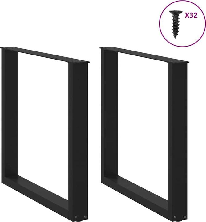Image du produit vidaXL Pieds de table basse en U 2 pcs. noir 90x(72-73) cm acier Pied de table