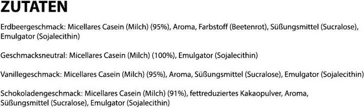 Nährwerte und Zutaten MyProtein Mizellares Kasein (Neutral, 1 Stk., 1000 g)