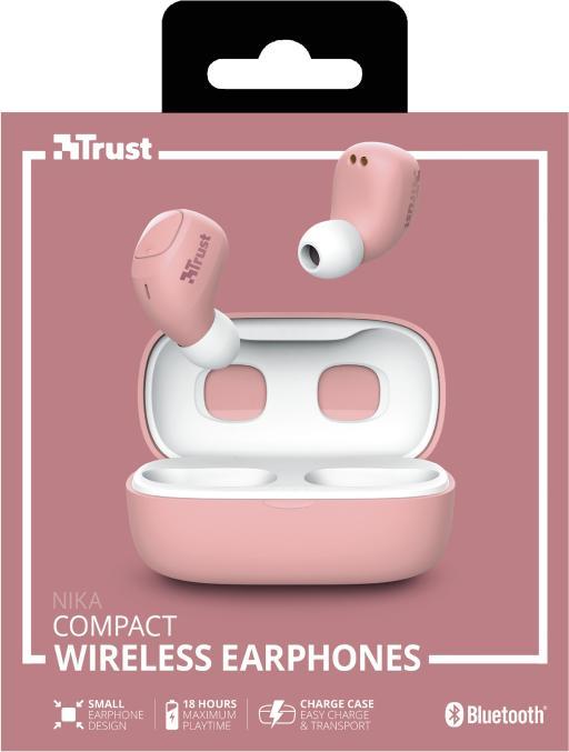 Produktbild Trust Nika Compact Blueth Earphones Pink (ANC, 8 h, Kabellos)