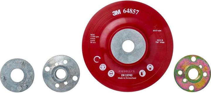 Actual product image 3M 64857 ™ High performance backing pad flat, red, 115 mm, M14, flexible diameter 115mm (60+, 80+, 120+)