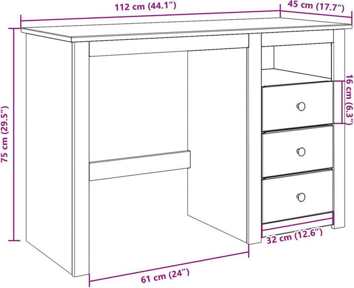 Image du produit vidaXL Schreibtisch (112 x 45 x 75 cm)