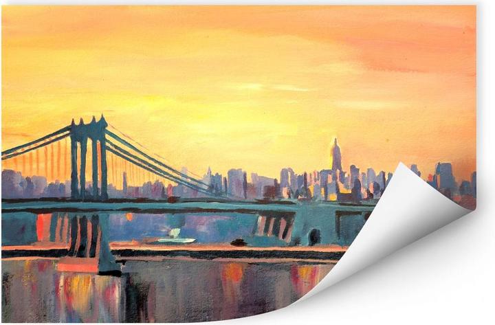 Actual product image Trenddeko Blue Manhattan Skyline with Bridge and Vanilla Sky (120 x 80 cm, 60 x 40 cm, 30 x 20 cm, 80 x 50 cm, 150 x 100 cm, 45 x 30 cm)