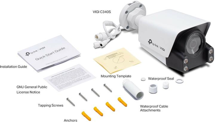 Actual product image TP-Link VIGI C340S(4mm) 4MP Outdoor ColourPro Night Vision Bullet Network Camera (2688 x 1520 pixels)