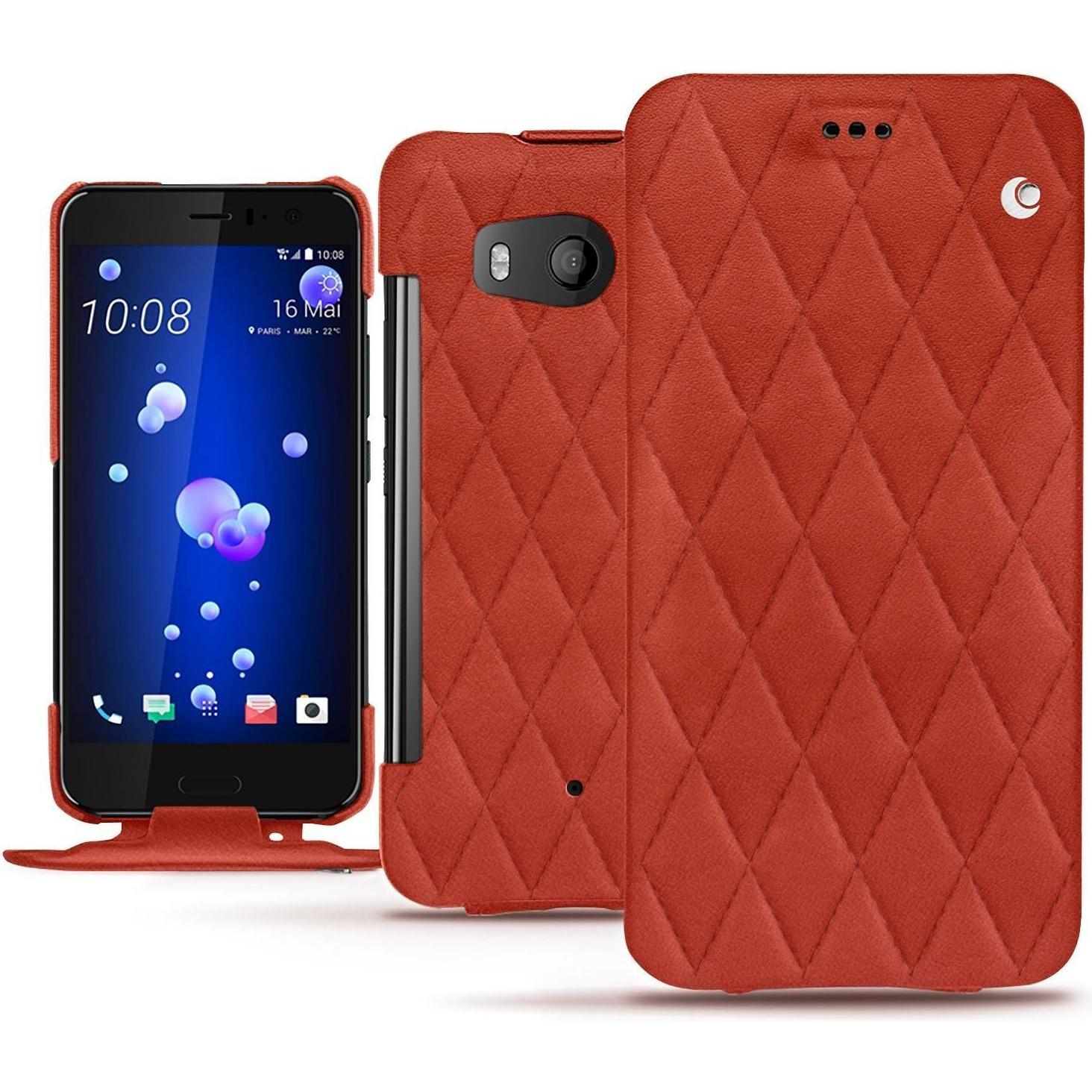 Noreve Lederschutzhülle vertikal (HTC U11), Smartphone Hülle, Orange
