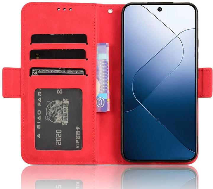 Actual product image Cover-Discount Xiaomi 14 - Case with many card slots red (Xiaomi 14)
