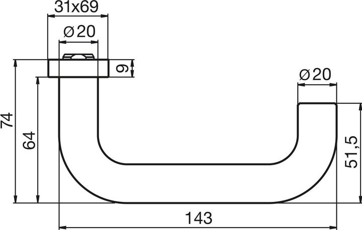Productafbeelding Ogro PREMIUM 8100 deurkrukplaat - zonder rozet, FS, 20,0 mm, mat roestvrij staal (Deurgreep)