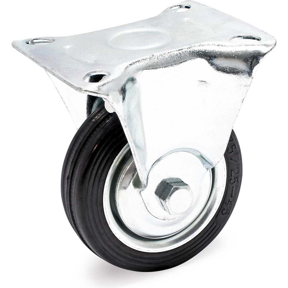 Wiltec, Möbelrollen, Bockrolle 75mm Vollgummirad 50kg Transportrolle Möbelrolle Industrie