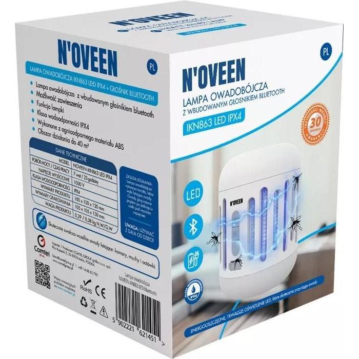 Thumbnail - Noveen Insektizidlampe mit Bluetooth-Lautsprecher IKN863 LED IPX4 (20000 h, Akkubetrieb), Bluetooth Lautsprecher, Weiss