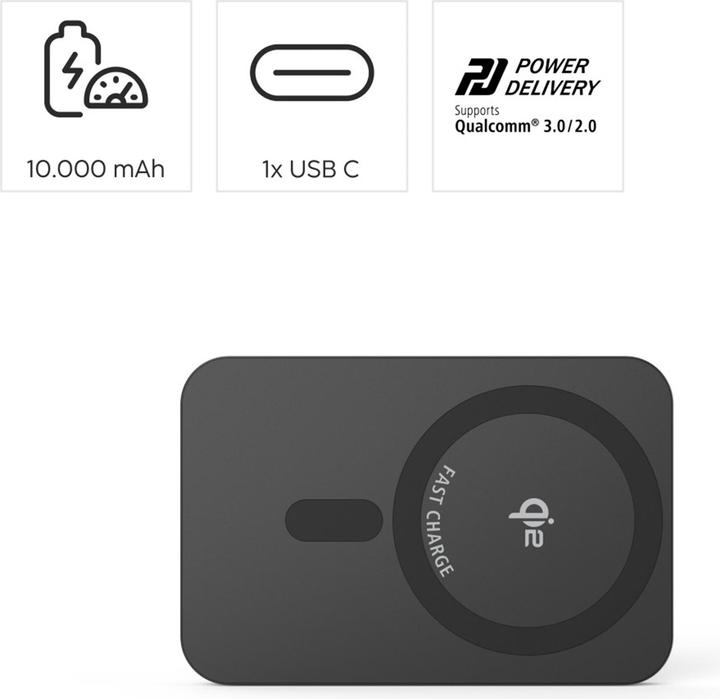 Image du produit Hama Qi2 Wireless Power Pack, 10000mAh, induktiv Laden, Anthrazit (10000 mAh)