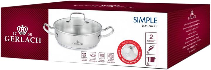 Actual product image Gerlach SIMPLE pot with lid 24cm 2L niski 332M (Pan set + pot set, Stainless steel)
