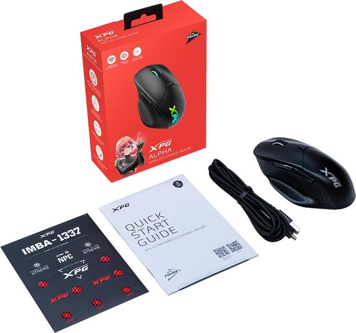 Image du produit XPG Souris ALPHA WIRELESS Droite RF Sans fil + Bluetooth + USB Type-C Optique 16000 DPI (Sans fil)