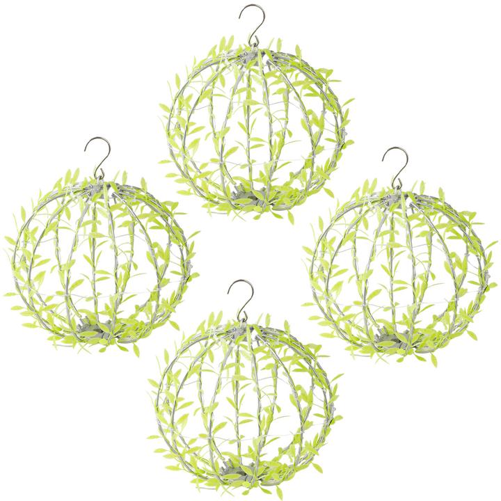 Actual product image Ideoon 4er-Set Solar Leuchtkugel im Blätterdesign - Ø20cm Gartenkugel mit 72 warmweissen LEDs - IP44 (IP44)