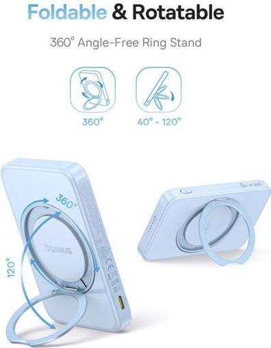 Productafbeelding Baseus powerbank with stand PicoGo Qi2 5000mAh 20W (blue) (5000 mAh, 20 W)