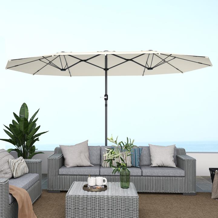 Produktbild Outsunny Doppelsonnenschirm Stahl, Polyester Beige (2.60 m)