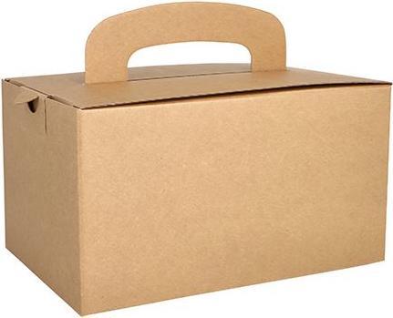 Papstar Lunch-Box ""pure"", mit Tragegriff, braun aus Pappe, Stärke: 424 g/qm, zusammenfaltbar (20x)