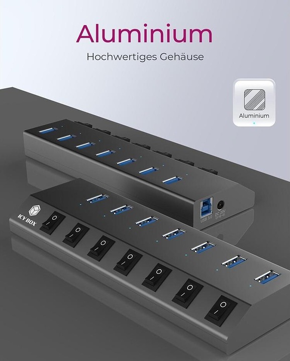 Actual product image RaidSonic IB-HUB1701-C3 (USB-C, 7 Ports)
