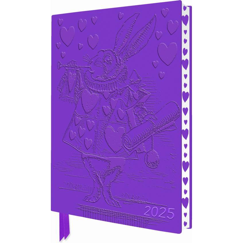 Flame Tree, Agenda, Alice in Wonderland 2025 Artisan Art Vegan Leather Diary Planner - Page to View with Notes (A5, Deut...