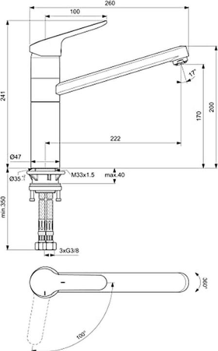 Actual product image Ideal Standard IDS single lever kitchen tap CERAFLEX DN 15 ND BlueStart high spout chrome