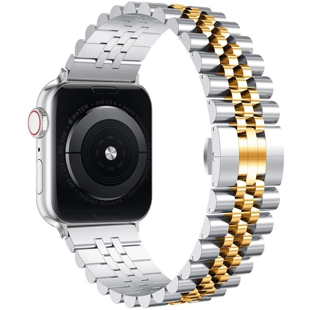 Thumbnail - Strap-it Stahlband (Edelstahl, Apple Watch), Uhrenarmband, Gold, Silber, Mehrfarbig