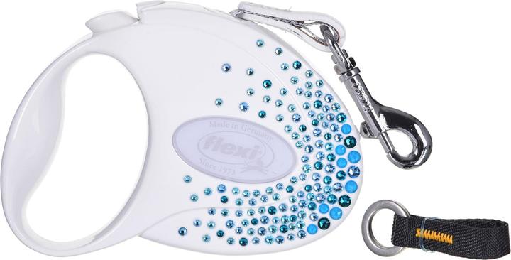Actual product image Flexi Glam Splash Ocean with Swarovski crystals S - Dog Retractable Leash - 3 m - White (S, Dog, General)