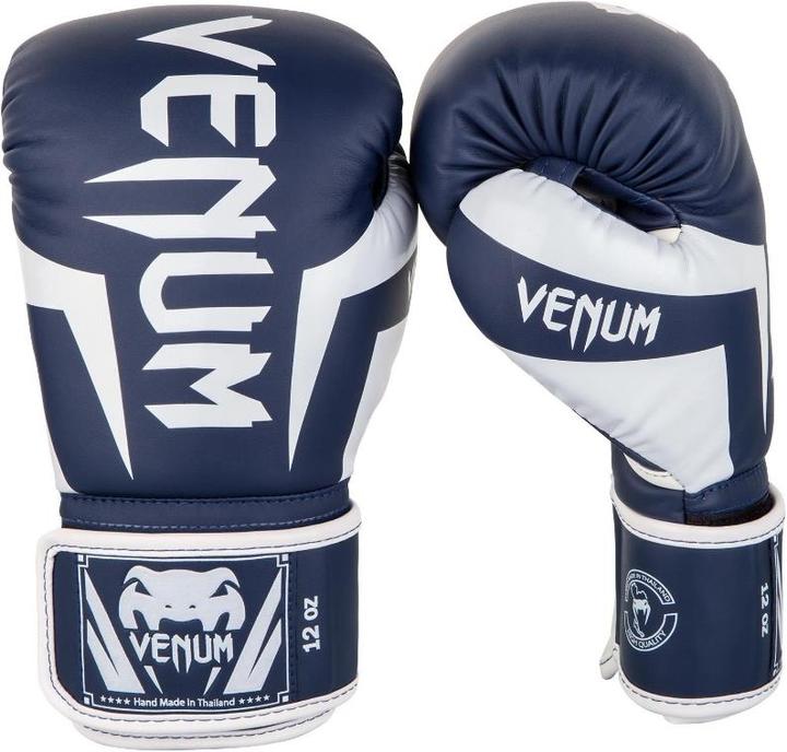 Produktbild Venum Elite Boxing Gloves - White/Navy Blue (12 OZ)
