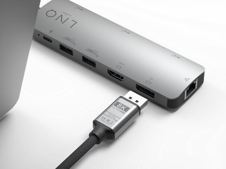 Actual product image LINQ Connects DisplayPort male -> DisplayPort male LQ48025 grey (2 m, DisplayPort, 1.4)