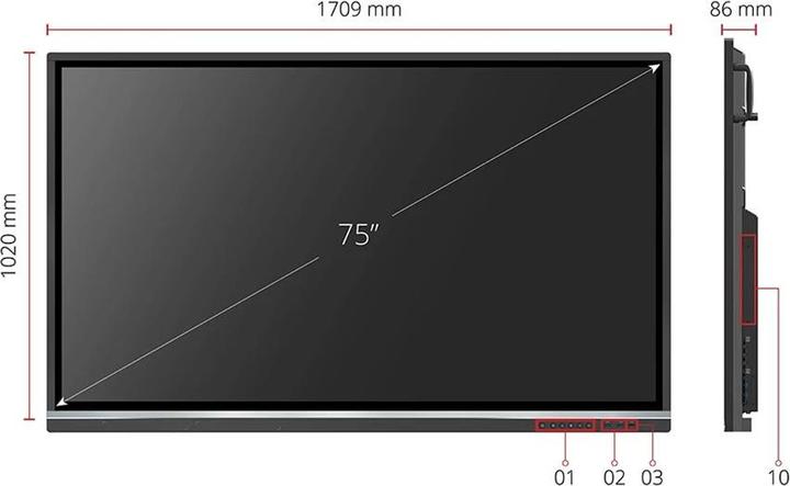 Produktbild Viewsonic IFP7550-5F 75IN LFD 3840X2160 (3840 x 2160 Pixel, 75")