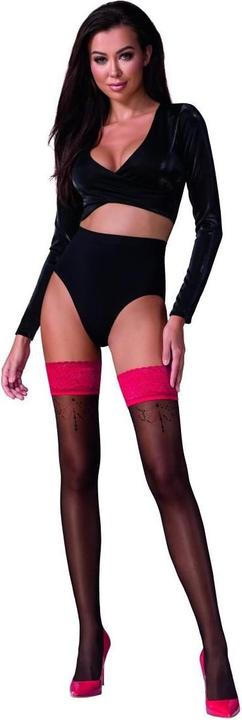 Immagine prodotto Passion calze autoreggenti ST120 nero/rosso - 5 (5)