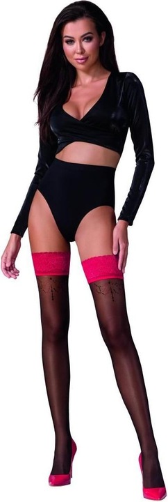 Produktbild Passion halterlose Strümpfe ST120 schwarz/rot - 5 (5)