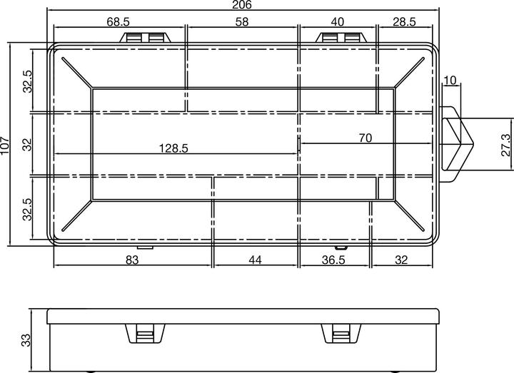 Valori nutrizionali e ingredienti InLine Scatola per minuteria, 10 scomparti, dimensioni: 206x107x33mm, bianco