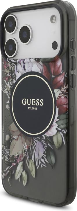 Produktbild Guess IML Flowers Strap MagSafe Case für Apple iPhone 17 Pro Max - black (Apple iPhone 17 Pro Max)