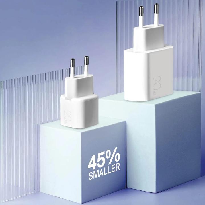 Actual product image Puro Super Mini wall charger 20W, USB-C, data transfer, fast charging, white (20 W)