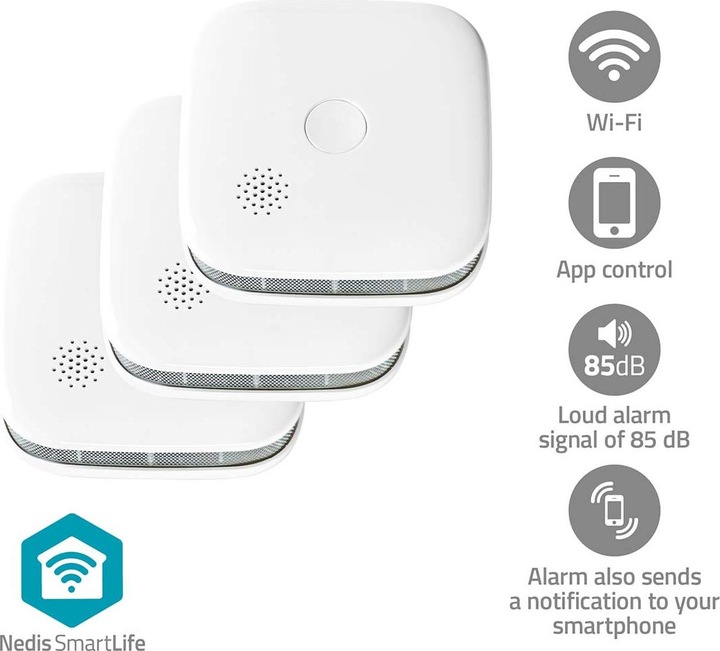 Actual product image Nedis SmartLife Smoke Detector | Wi-Fi | Battery operated | Sensor life: 10 years | EN 14604 | M
