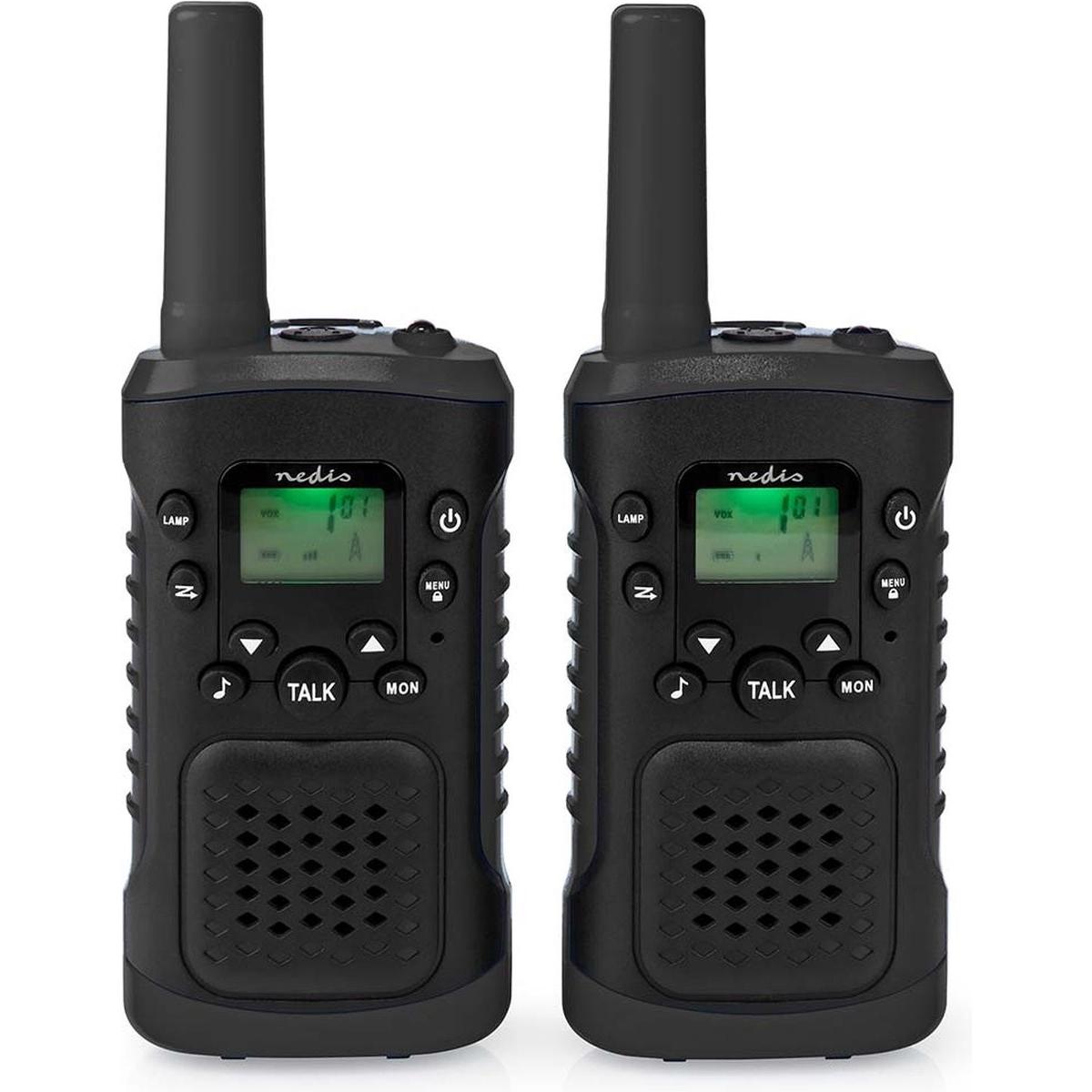 Nedis Walkie Talkie Set 6 km di portata/8 canali/VOX e PTT (6 km), Walkie-talkie, Nero