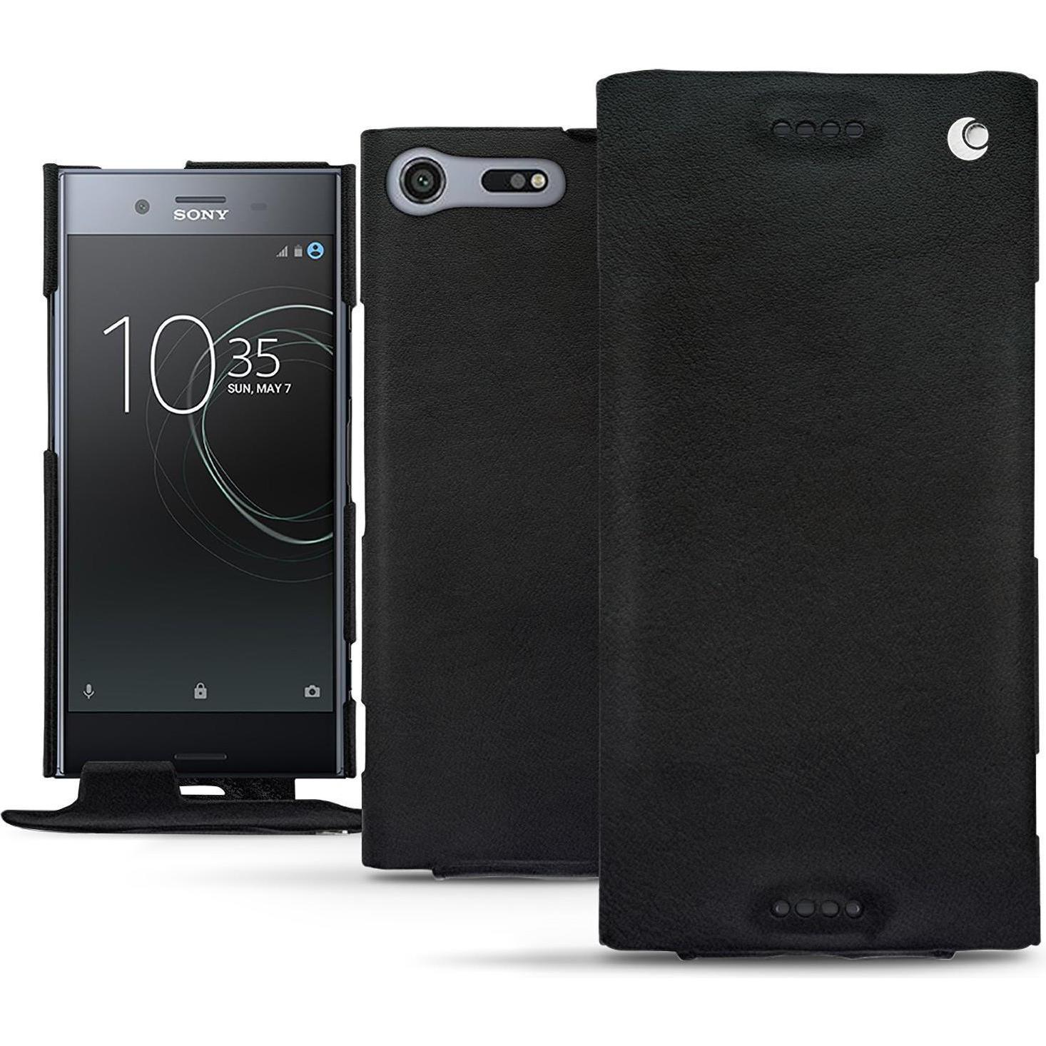 Noreve Lederschutzhülle vertikal (Sony Xperia XZ Premium), Smartphone Hülle, Schwarz