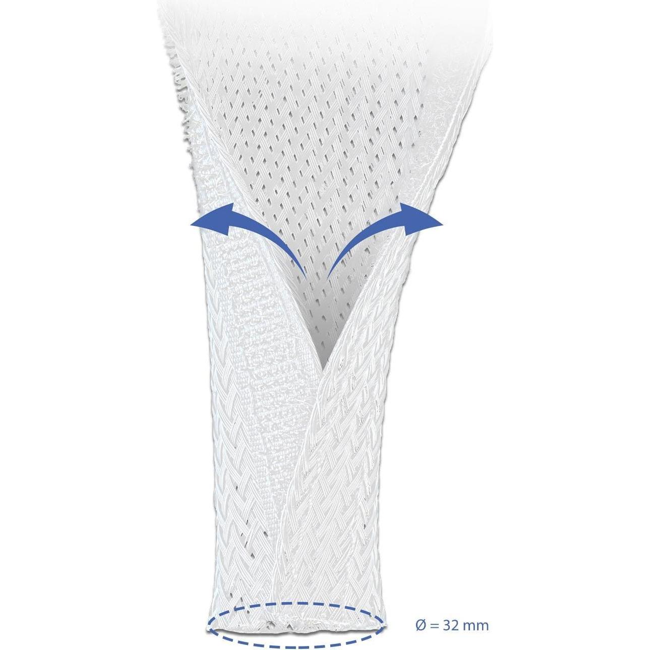 Thumbnail - Delock, Kabelschutz + Kabelführung, Geflechtschlauch mit Klettverschluss 5 m x 32 mm weiss (Kabelschlauch, 5000 mm)