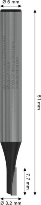 Produktbild Bosch Professional Zubehör Nutfräser, 6 mm, D1 3,2 mm, L 7,7 mm, G 51 mm