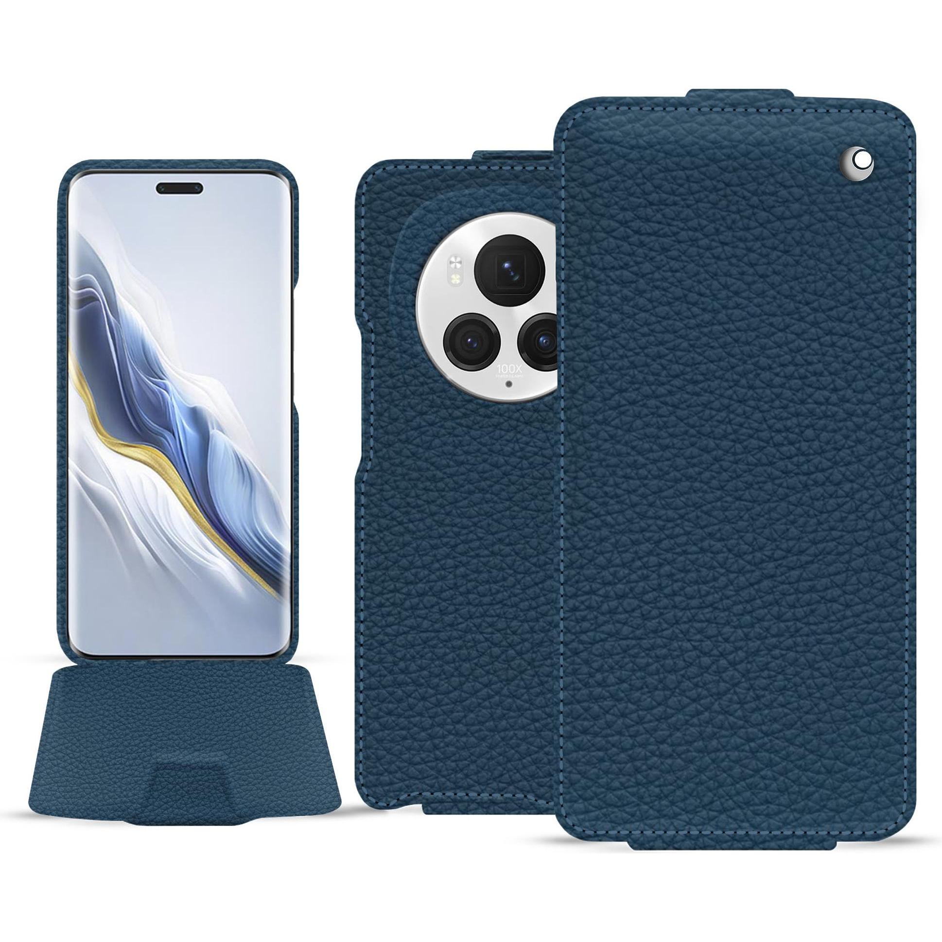 Noreve Lederschutzhülle vertikal (Honor Magic6 Pro), Smartphone Hülle, Blau