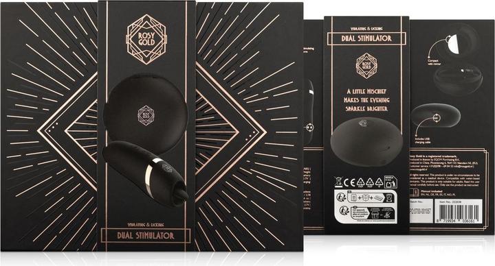 Actual product image Rosy Gold – Licking Stimulator with Luxury Charging Case – Black