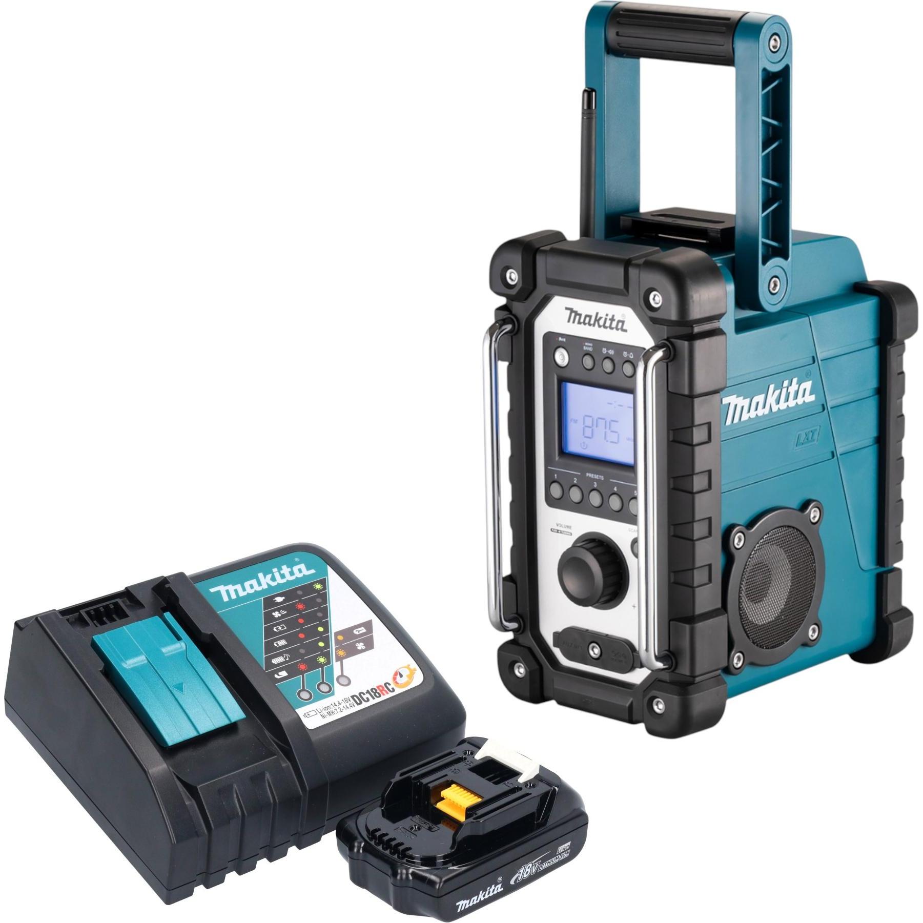 Makita DMR 116 RY1 Radio da cantiere ricaricabile 14,4 - 18 V AM FM AUX + 1x batteria ricaricabile 1,5 Ah (AM, FM), Radio