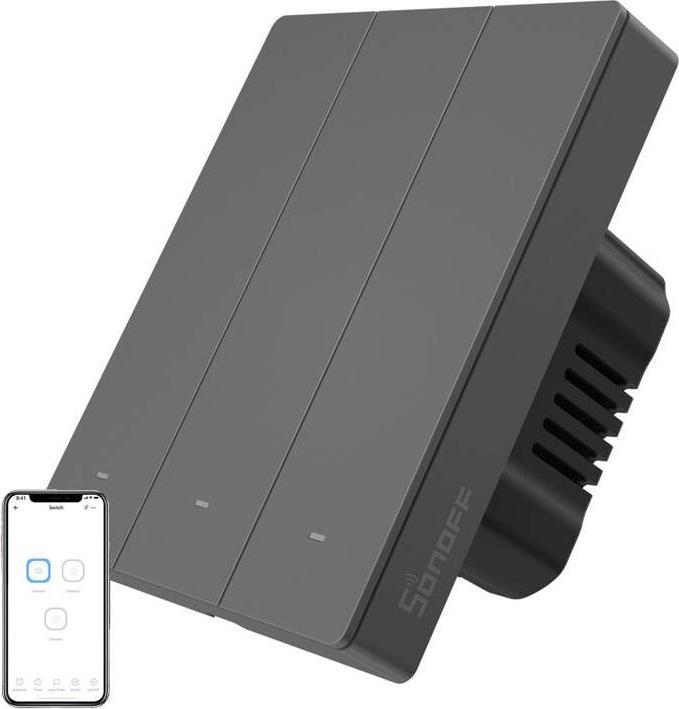 Sonoff Smart 3-Channel Wi-Fi Wall Switch Black (M5-3C-80)