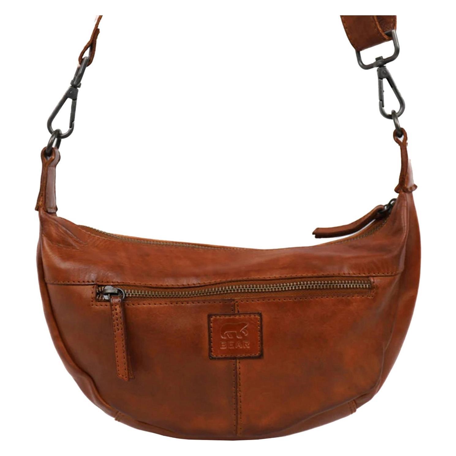 Bear Design, Vrouwen, Handtas, Kleine Crossbodytas / Schoudertas Dames - Leer - Clara - Cognac, Bruin