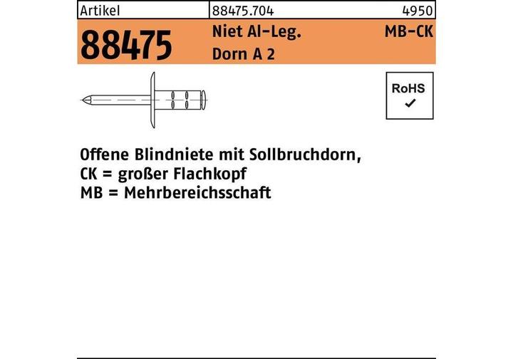 Produktbild Gesipa Polygrip Blindniet 4,8x10 Al/A2 Grosskopf KS 0,5-6,5mm (Pack mit 250 St)