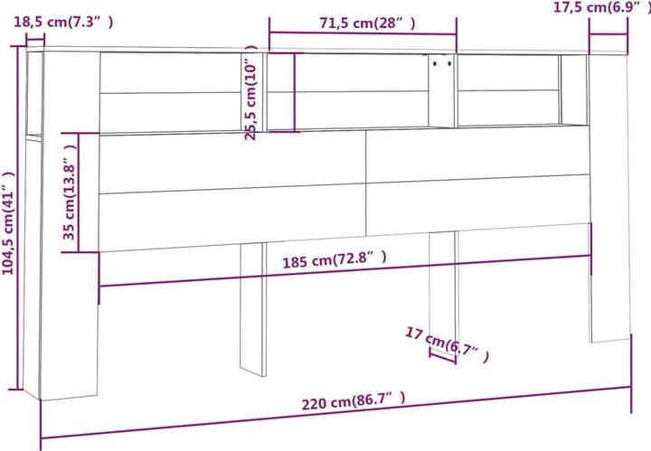 Actual product image vidaXL Finlay (220 x 18.5 x 104.5 cm)