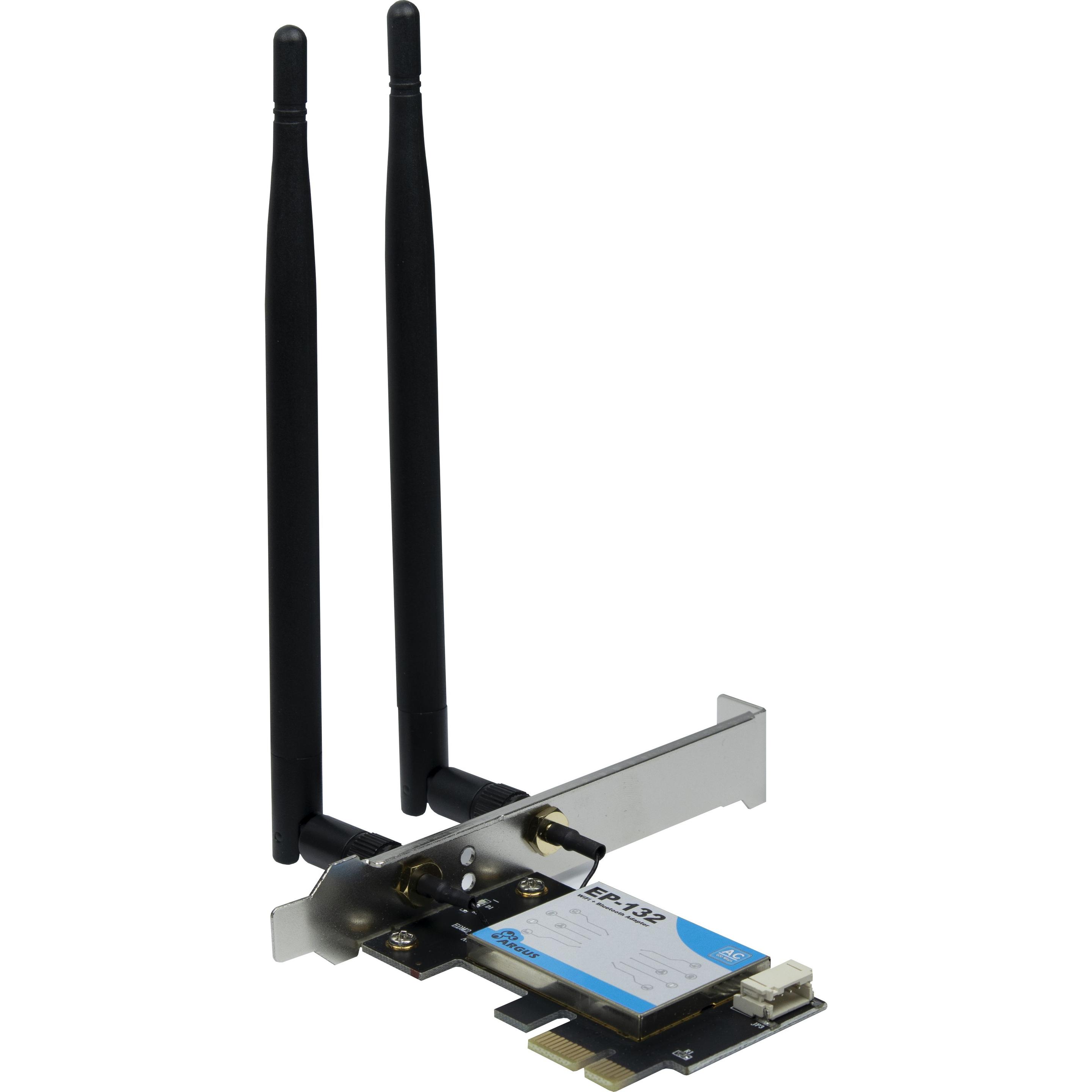 Intertech Adattatore Wi-Fi 5 PCIe EP-132 Antenna, Bluetooth 4.2 (PCIe), Scheda di rete, Nero