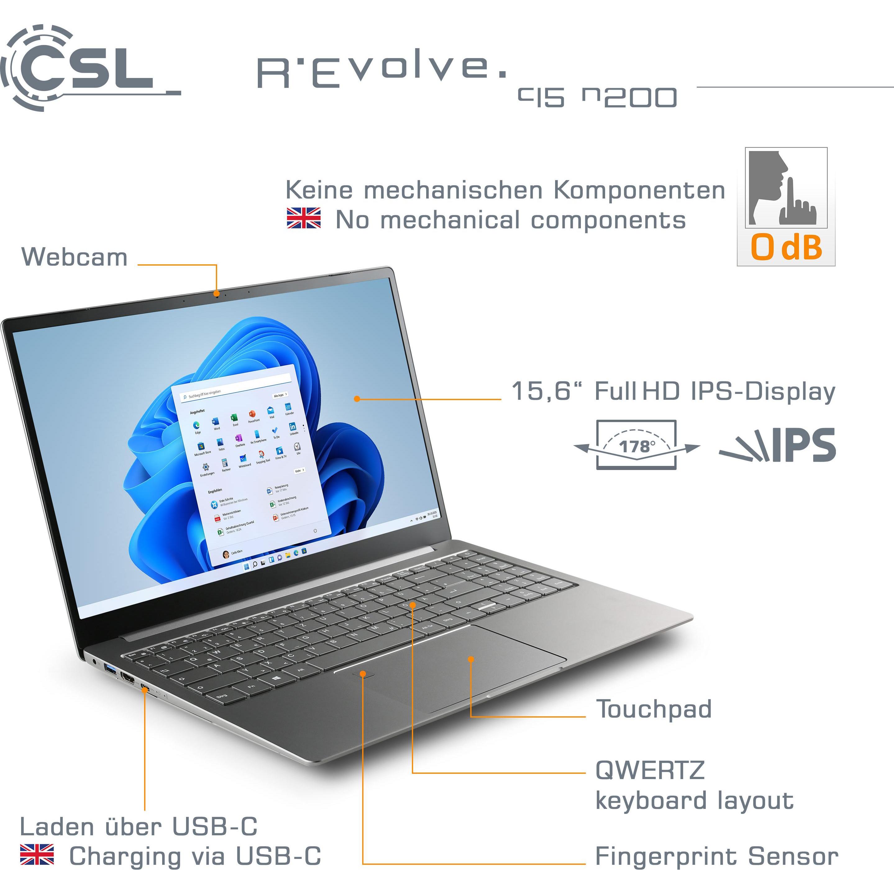 Thumbnail - CSL Notebook R'Evolve C15 v3 16GB 2000GB Windows 11 Home (15.60", 16.38 GB, 2000 GB, DE), Notebook, Grau